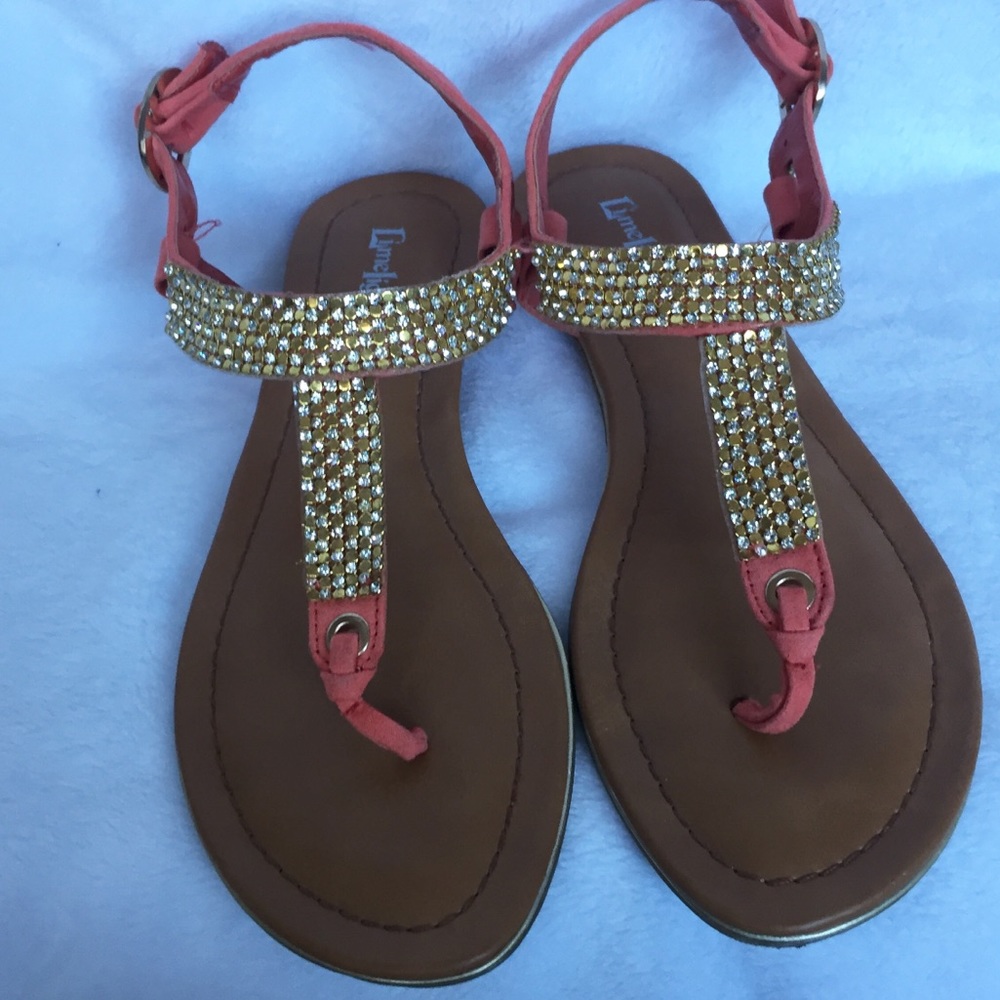 Coral sandals with bling